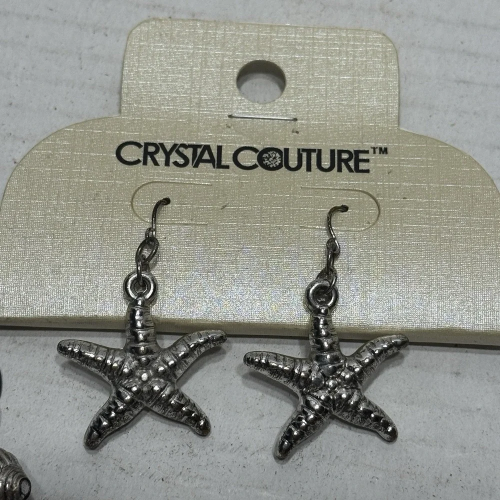 Crystal Couture Set Seashell Necklace Starfish Silver Earrings Beach Nautical